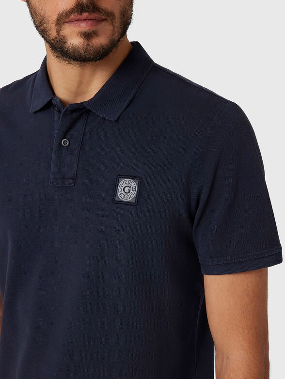 Beige cotton polo shirt with logo patch - 4