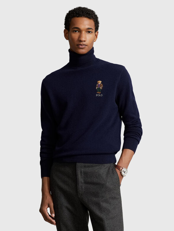 Wool sweater with polo collar  - 1