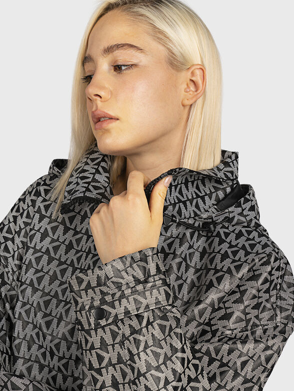 Long hooded jacket with monogram logo print - 4