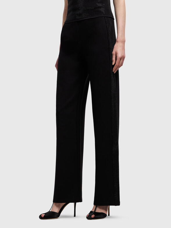 Viscose blend trousers with micro studs - 1