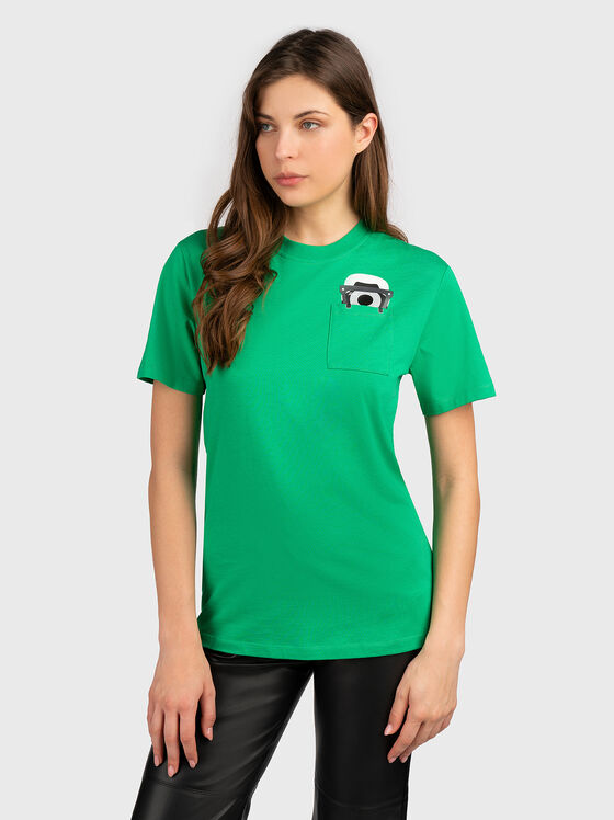 T-shirt with front pocket and print - 1