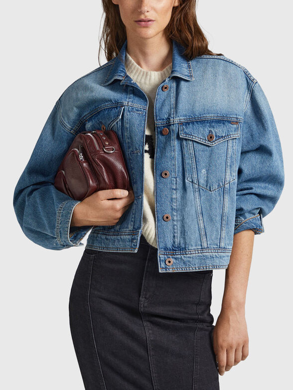 Denim jacket with logo patch - 1