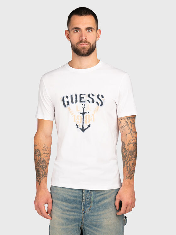 Памучна тениска с лого принт - 1