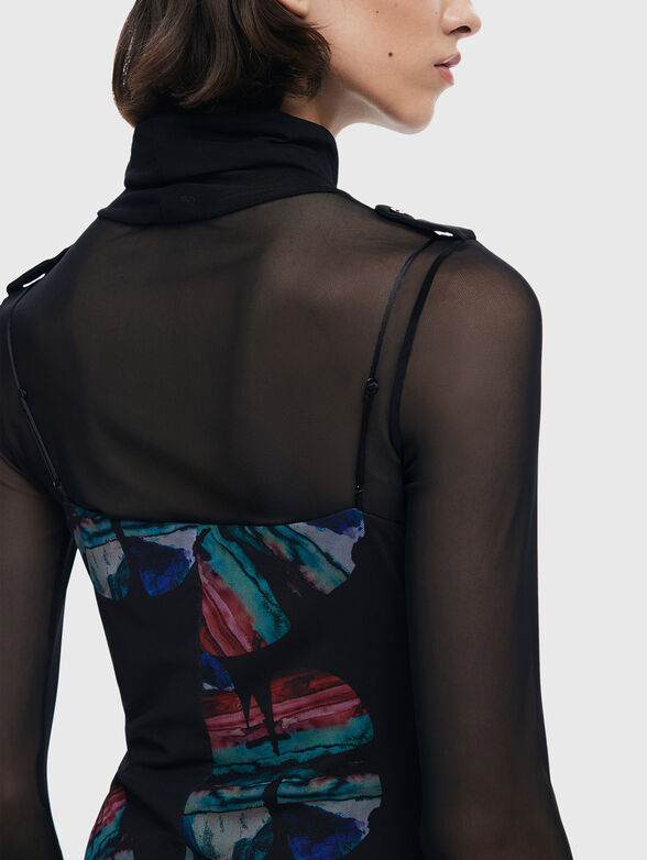 Midi dress with long sleeves and accent print - 5