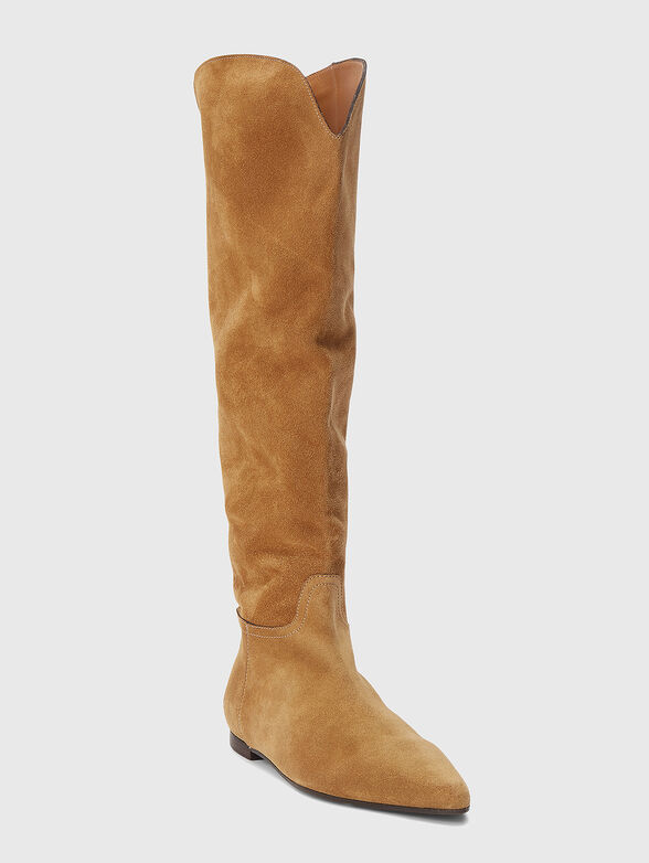 Beige suede boots - 1