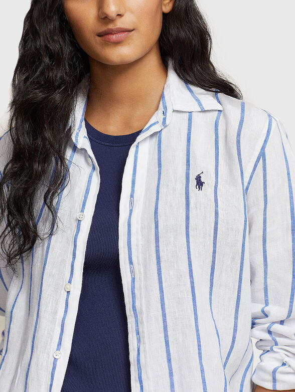 Striped shirt in linen  - 4