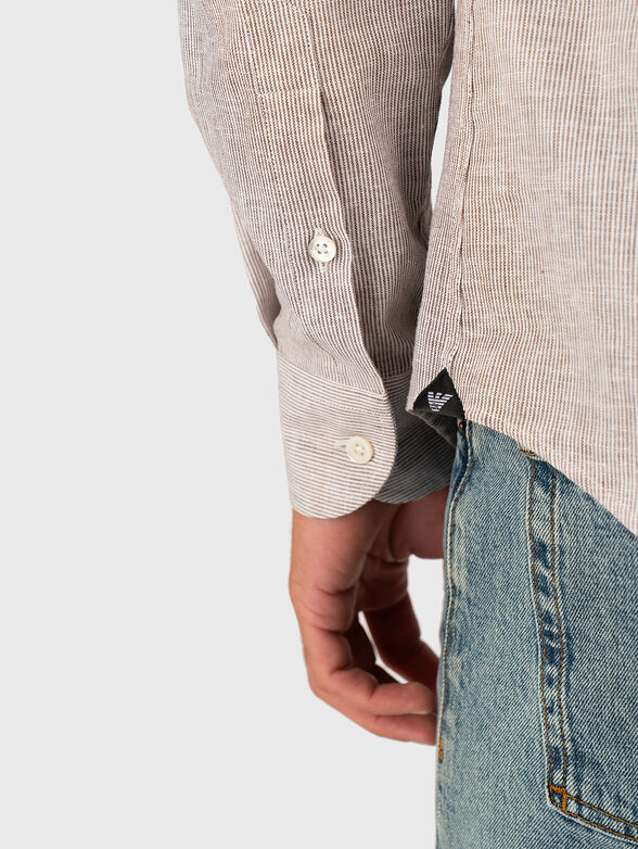 Linen and cotton shirt with logo - 4