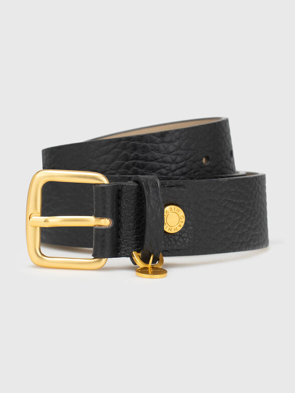 Black genuine leather belt - 1