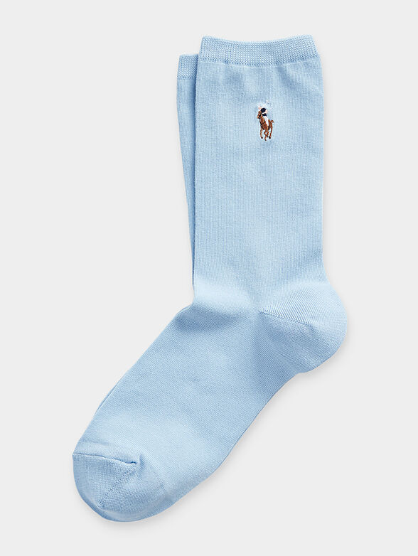 Blue socks with logo embroidery - 1