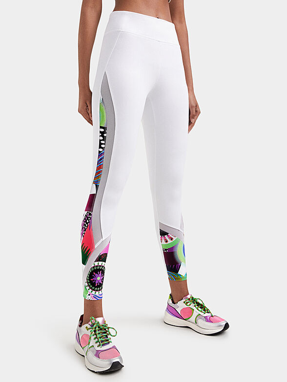 White leggings with multicolor print - 1