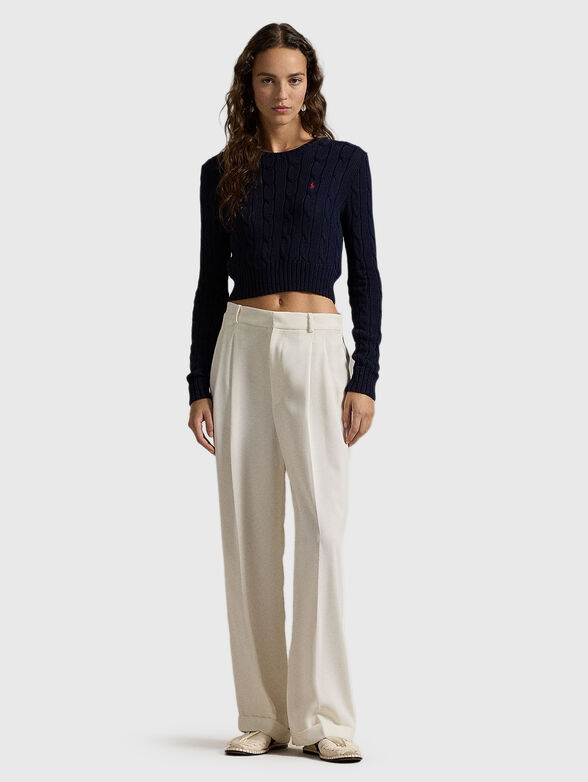 Cropped sweater with embroidered logo - 1