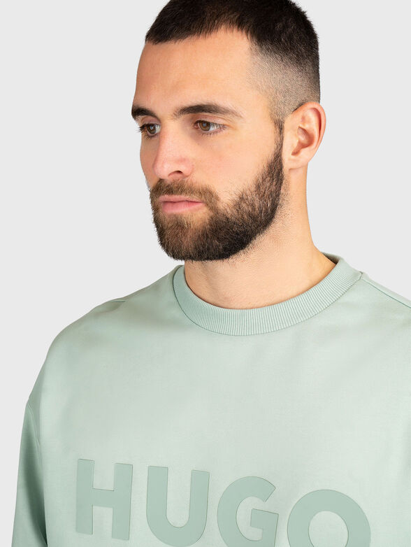 Cotton sweatshirt with oval neckline and accent logo - 4