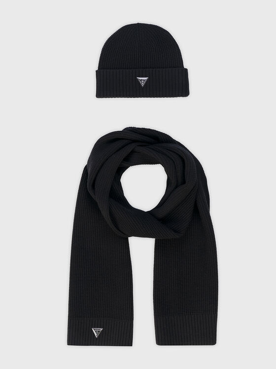 Hat and scarf set with triangular logo - 1