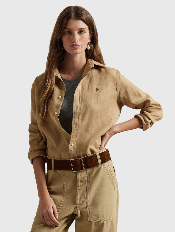 Linen shirt with logo embroidery - 1