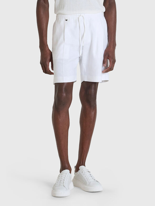 NEIL black linen blend shorts  - 1