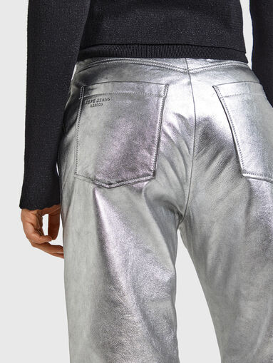 SASHA leather silver trousers - 3