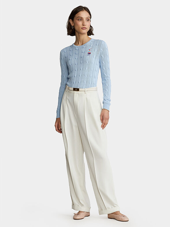 Blue sweater with multicolor logo embroidery - 4