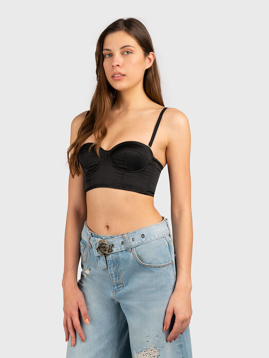 Black satin bustier