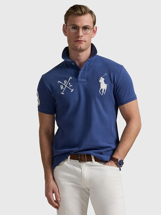 Cotton polo shirt with accent embroidery - 1