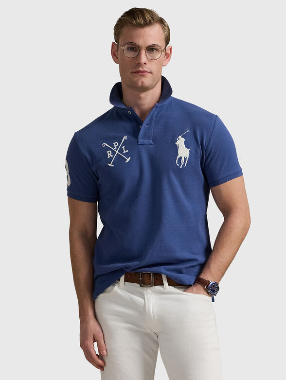 Cotton polo shirt with accent embroidery - 1