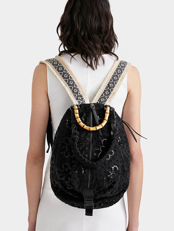 Backpack with English embroidery and sequins - 2