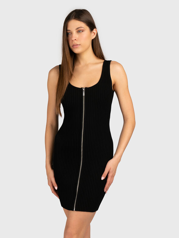 Mini dress with accent zip - 1