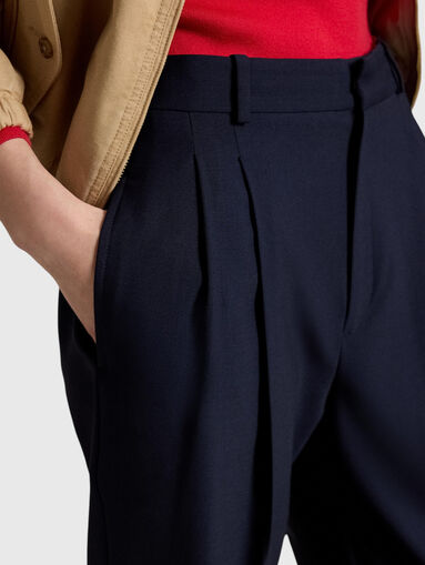 Wide leg wool blend trousers - 4