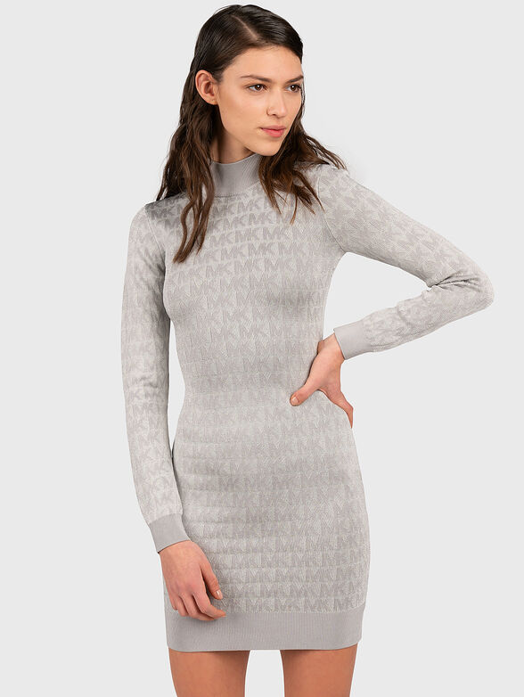 Silver dress with monogram logo print - 1