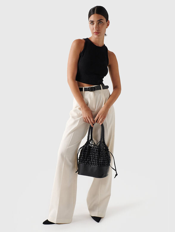 Wide leg ecru trousers - 5