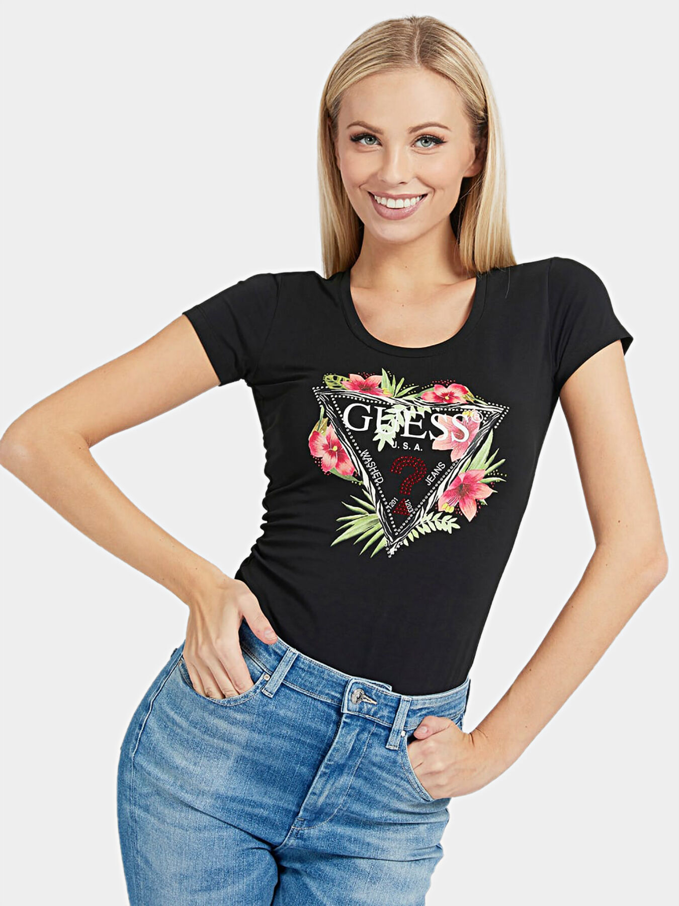REBECCA Black t-shirt brand GUESS 
