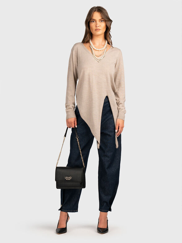 Wool sweater with accent slit - 2