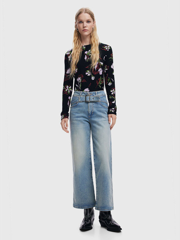 Black blouse with floral print - 2