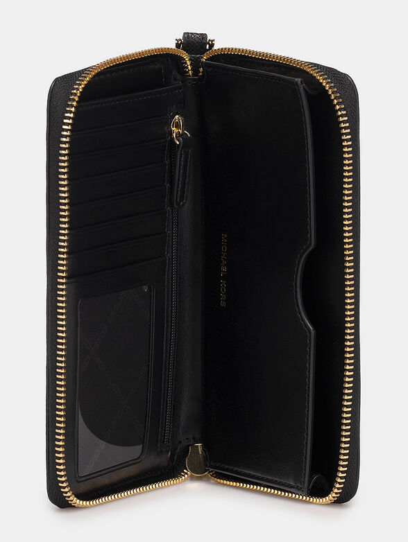 JET SET black leather purse with metal logo - 4