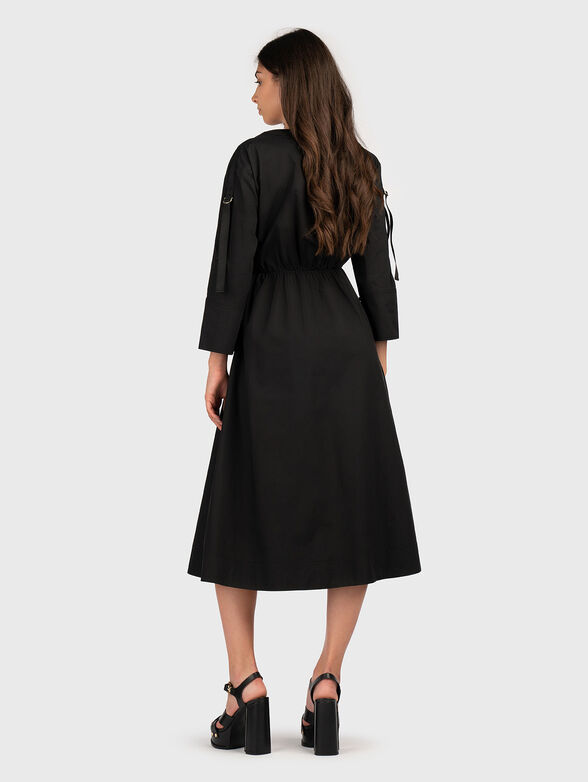 Cotton poplin midi dress with belt - 2