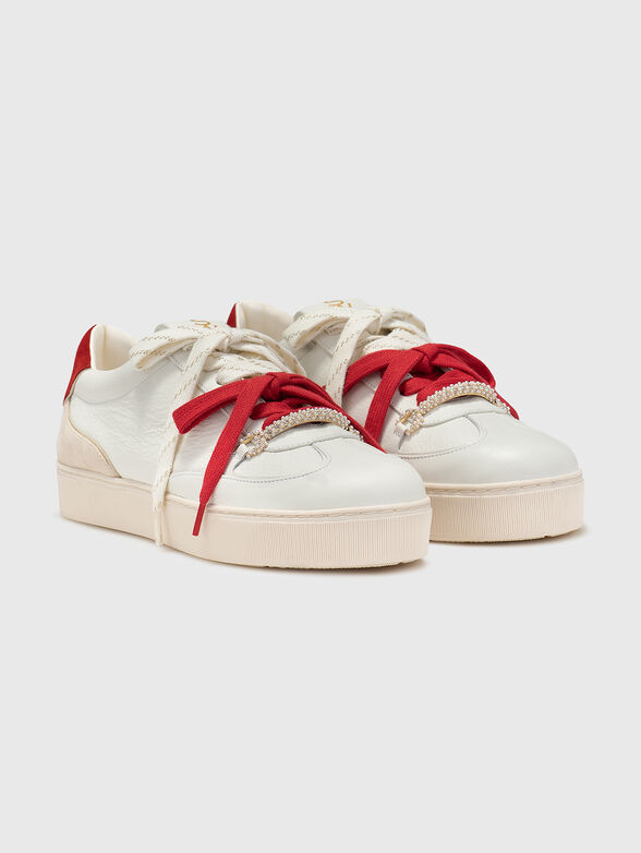 Leather sneakers with accent laces - 2