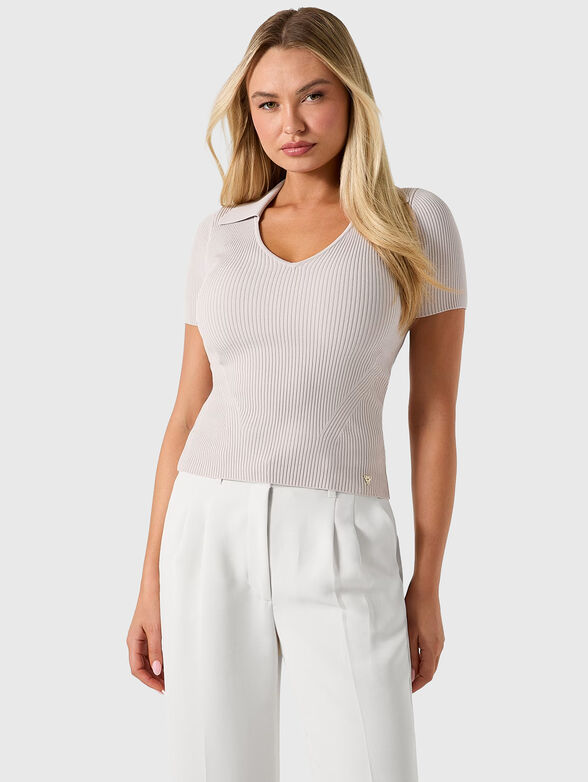 Short sleeved blouse with a collar - 1
