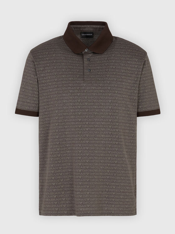 Памучен поло-шърт с лого принт - 1