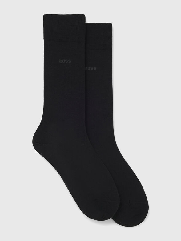 Set of two pairs of wool socks in black - 1