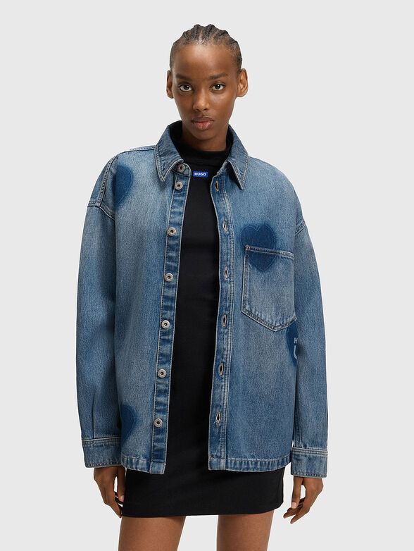 Denim jacket with worn effect - 1