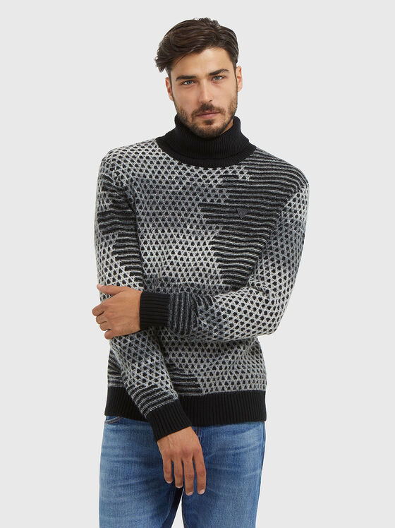 Пуловер от вълнен бленд с поло яка  - 1