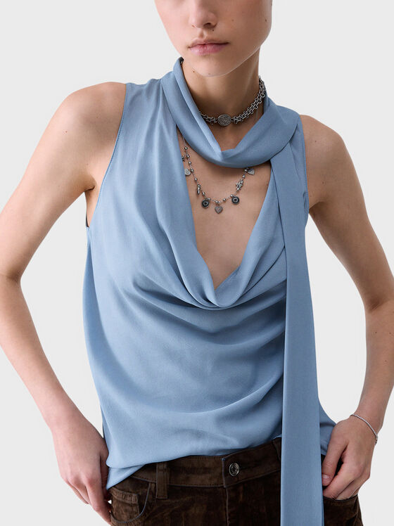 Blue top with a scarf - 1