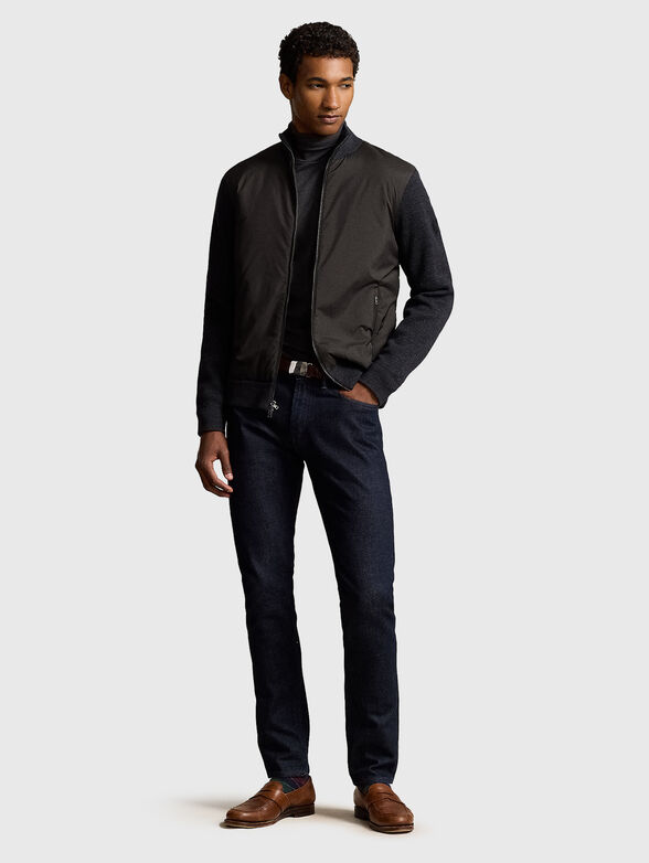 Cardigan with knitted sleeves and zip - 1