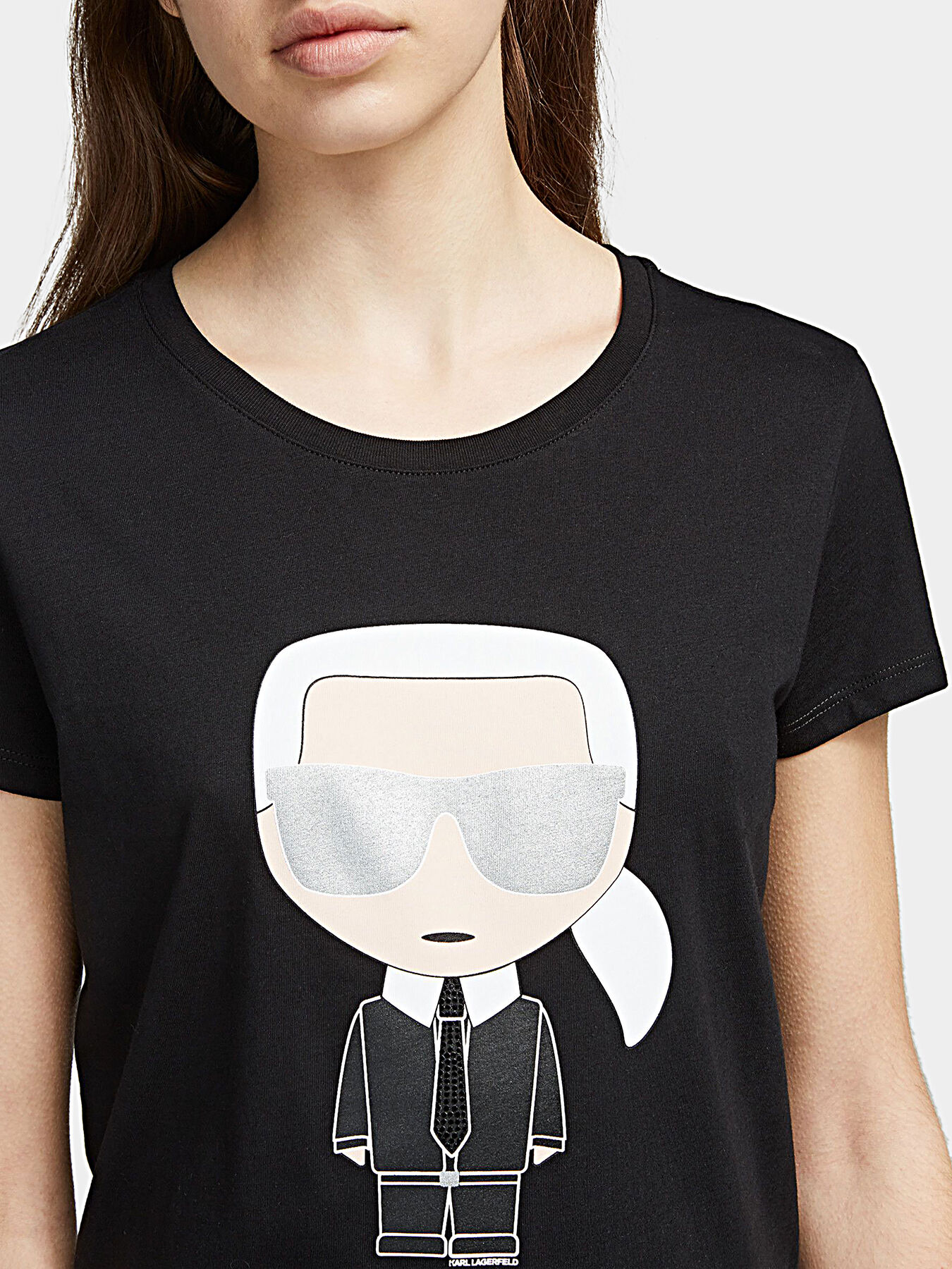 IKONIK Black T-shirt with maxi logo 