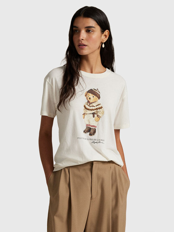 Памучна тениска с Polo Bear принт - 1