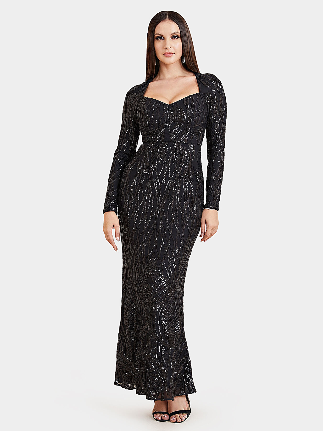 Black dress with long sleeves and sequins brand Marciano