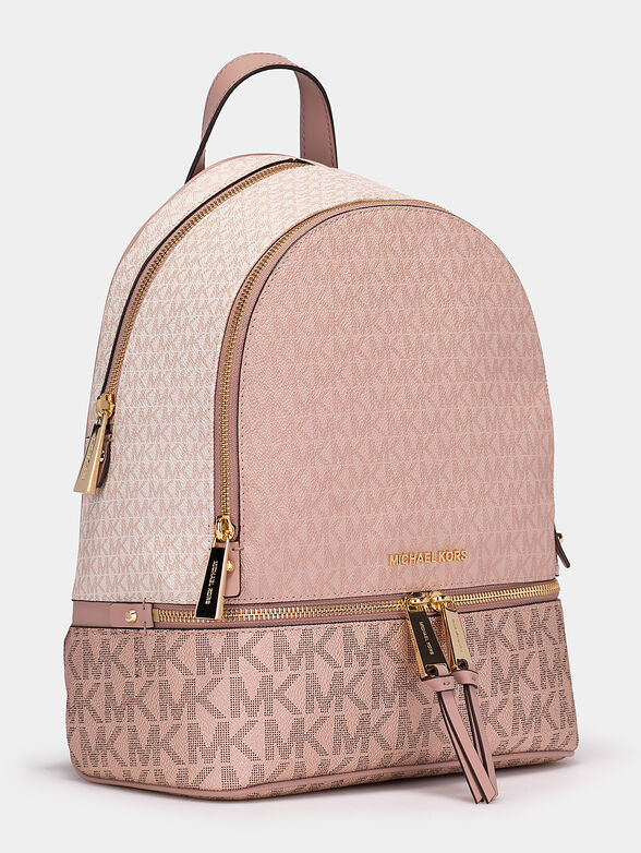 Pink backpack with logo print - 3