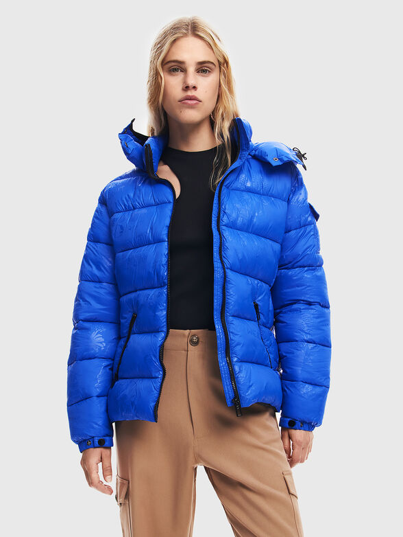 Quilted jacket with print in black colour - 1