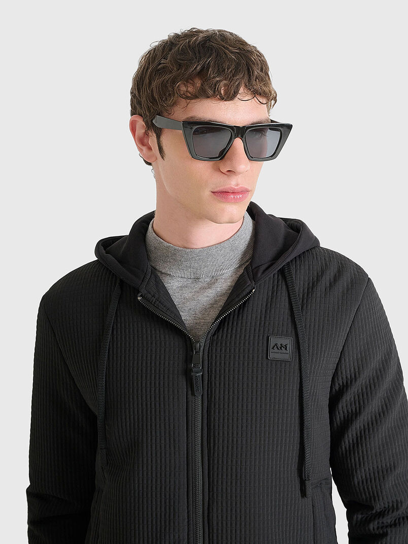 Black bomber jacket with embossed texture - 3