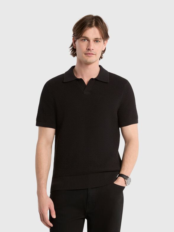 Knitted polo shirt with raised texture - 1