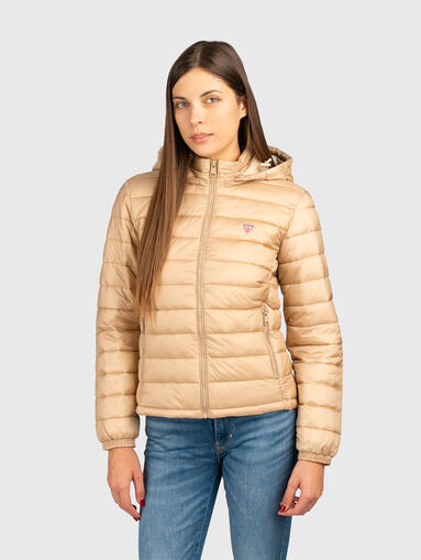 Transitional jacket with quilted effect in beige - 4